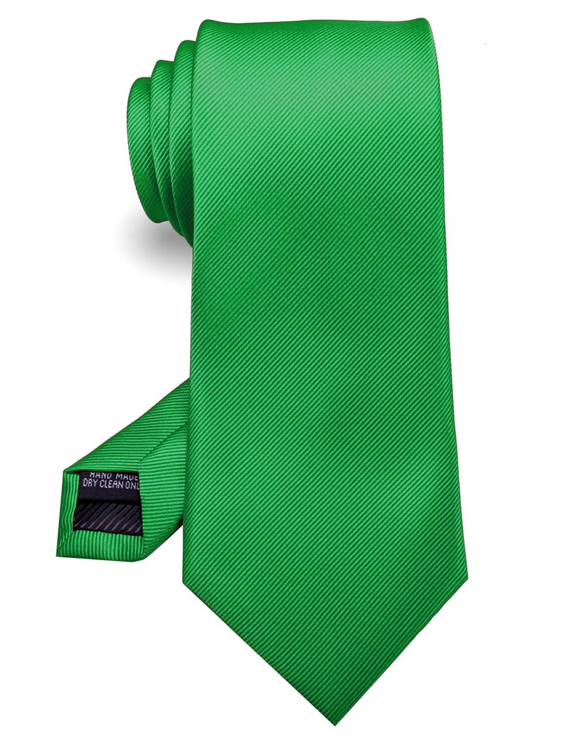 RBOCOTT Silk Green Tie Business Wedding Formal Necktie for Men (Green) - Image 1